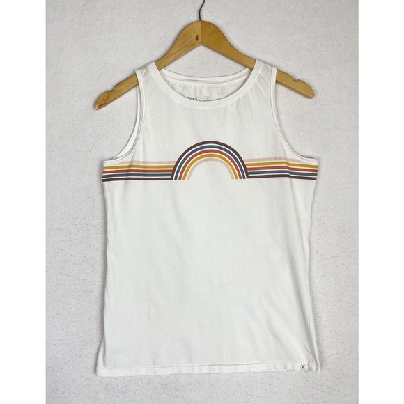 Pact Tops - Pact Womens Medium Rainbow Organic Cotton Tank Top White